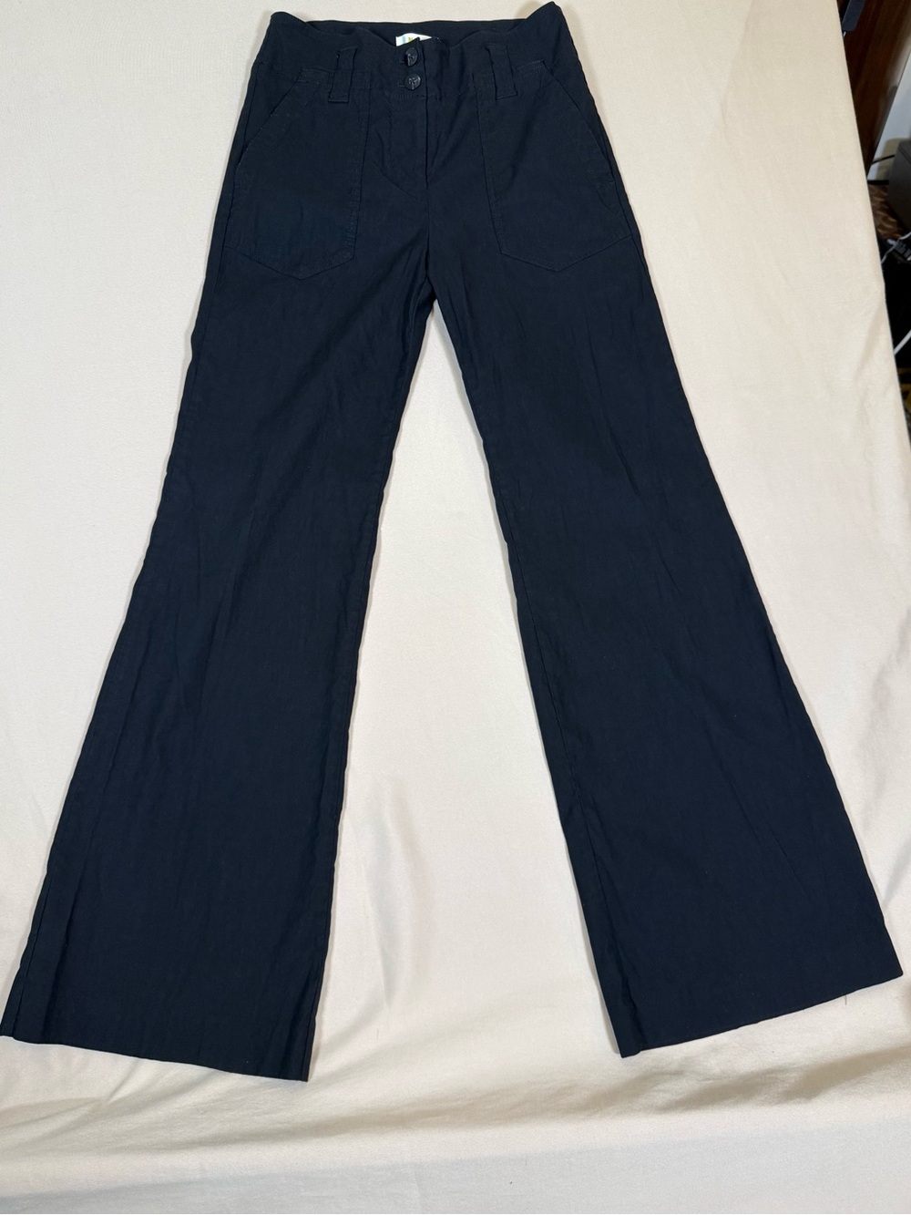 Maeve Black Wide-Leg High-Rise Pants, Size 4.